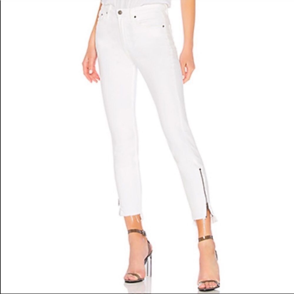 Free People White Zipper Ankle Skinny Jeans 27